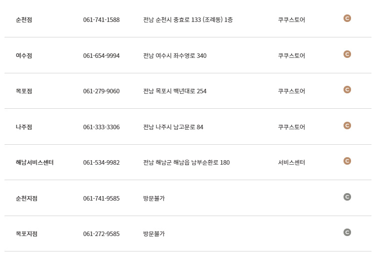 쿠쿠 서비스센터 전화번호 (압력밥솥,정수기,공기청정기,무선청소기,인덕션,음식물 처리기,고무패킹) 15